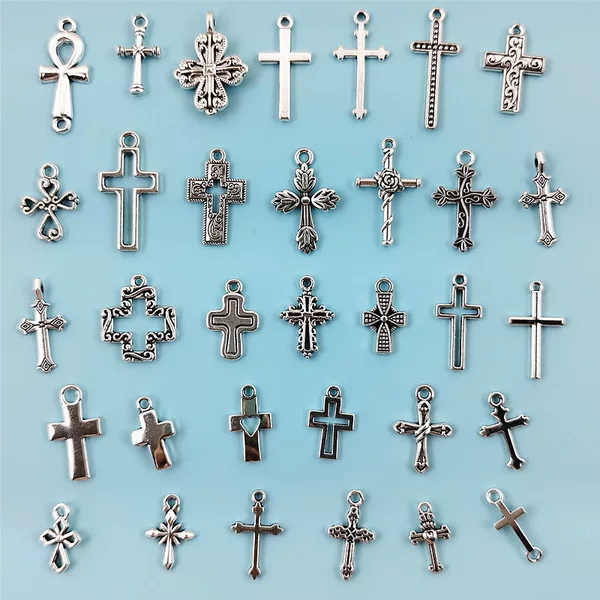 Cross-Border Popular Items: Various Cross Pendants, DIY European and American Style Clothing Necklaces, Earrings, Keychains, Wholesale in Stock