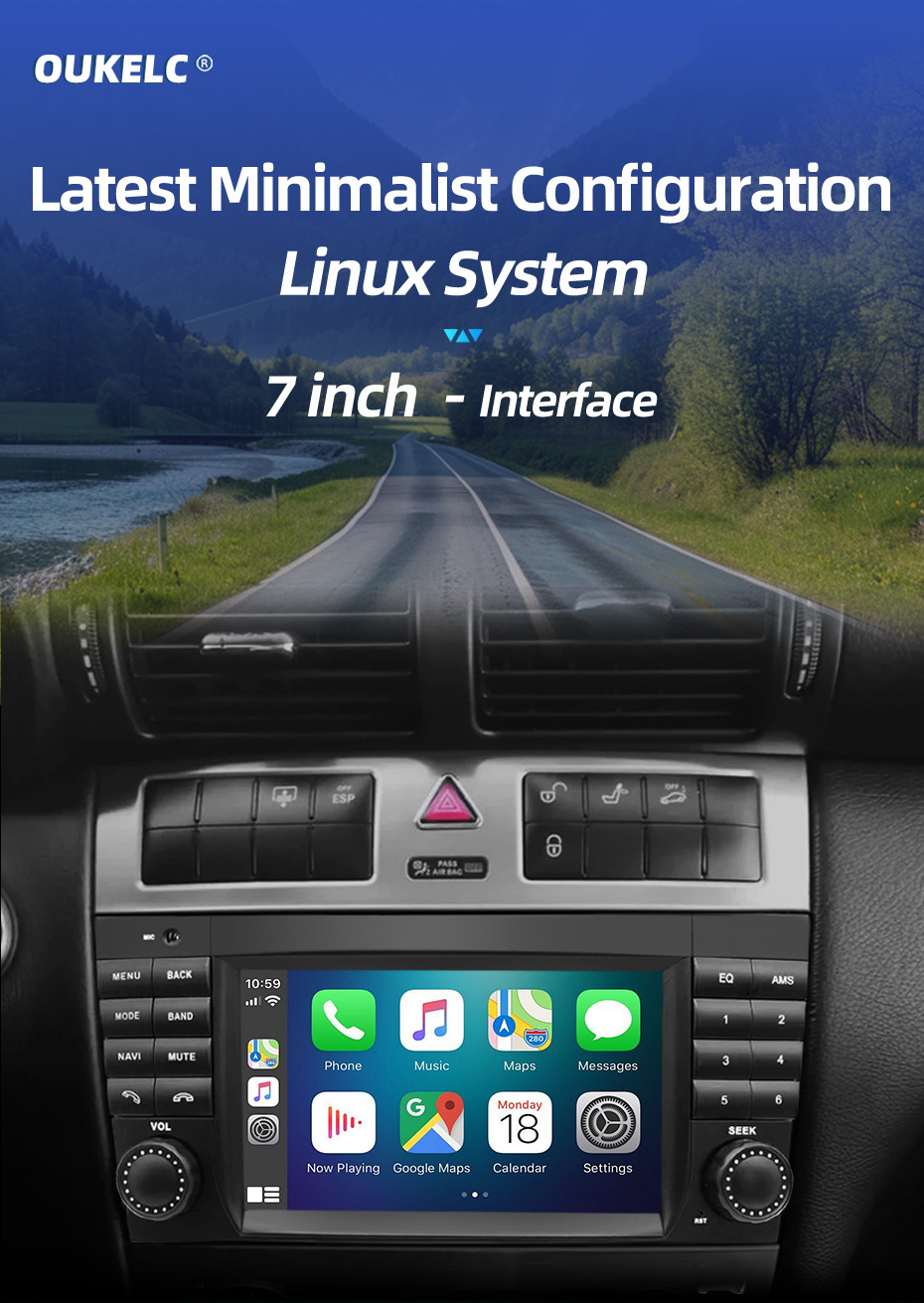 7inch Suitable for Mercedes-Benz Clc Clk Class W203 Car Central Control Large Screen Navigation Carplay