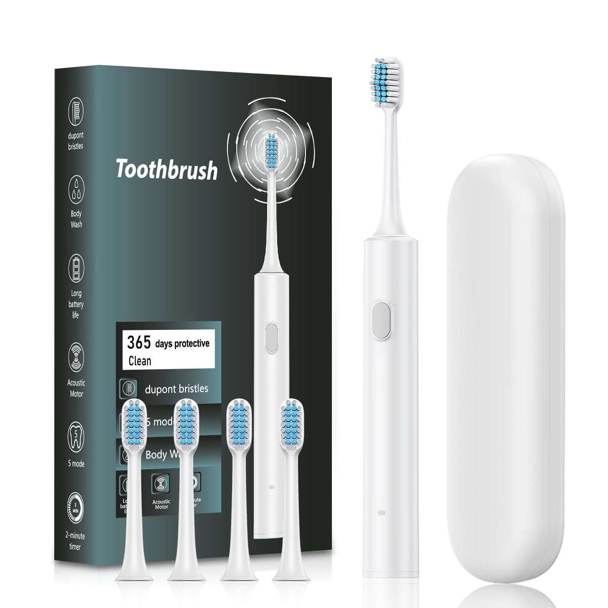 Brosse à dents électrique pour adultes – 5 modes, 30 000 à 39 999 vibrations/min, poils ultra-doux, autonomie de plus de 50 jours, chargement USB_voghion.com
