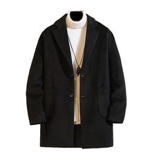 时尚保暖男士毛呢风衣男冬季加厚中长款外套男生韩版休闲呢子大衣