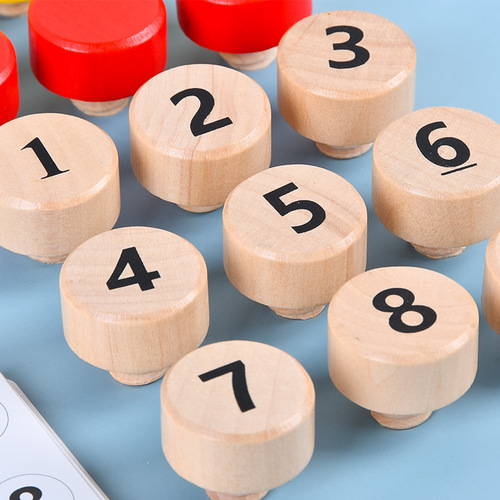 Fun screw-twisting number color matching game children's educational hand-eye coordination training wooden toys wholesale