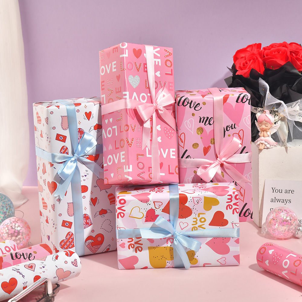 Papel de regalo de San Valentín de Amazon, papel de regalo romántico, papel con diseño floral, papel de regalo de cumpleaños al por mayor