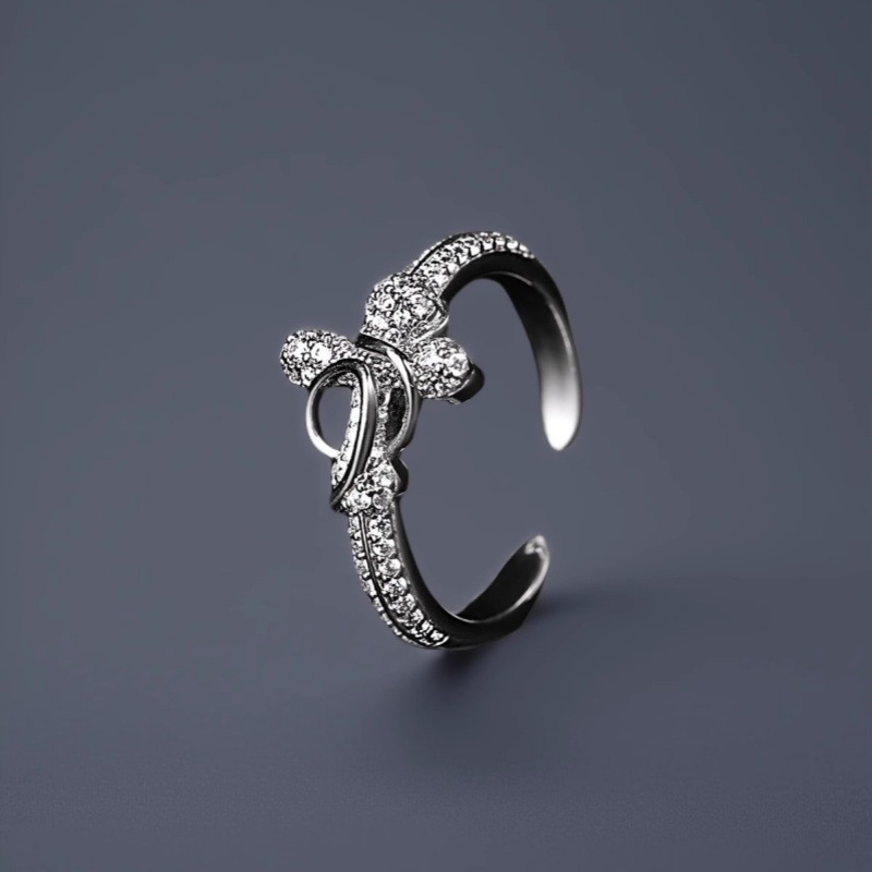 Adjustable Cross Ring With Zircon Diamonds Vintage Style Unisex_voghion.com