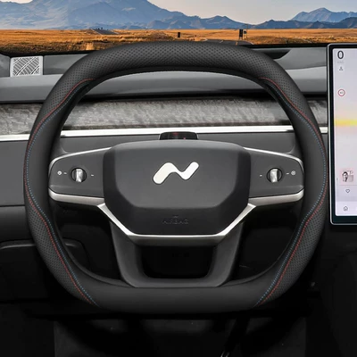 Car Leather Steering Wheel Cover, Steering wheel cover - ledao-exclusive-red-blue-two-tone-thread-ultra-thin-style-default