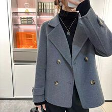 反季羊毛大衣女双面羊毛小个子短款纯手工秋冬外套宽松