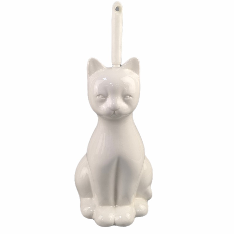 Cepillo de limpieza europeo personalizado Juego de base de cerámica Juego de baño con forma de animal 3D Cepillo con forma de gato