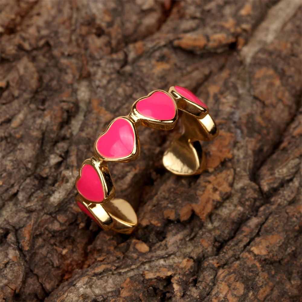Wholesale Solid Color Heart Copper Open Ring Nihaojewelry display picture 1