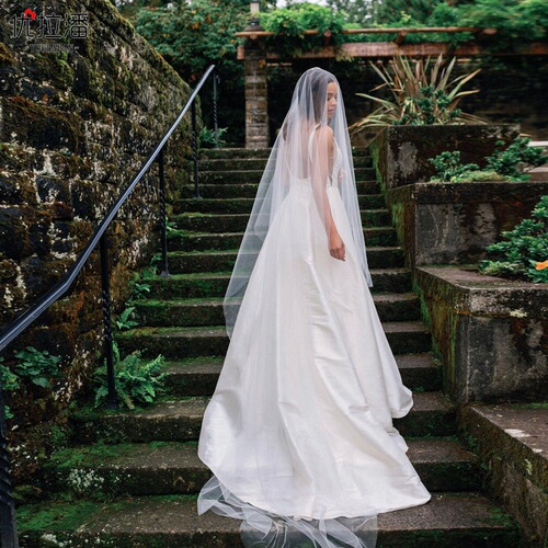 Youlapan wedding veil simple double layer plain gauze white nude gauze bride wedding veil with hair comb V131
