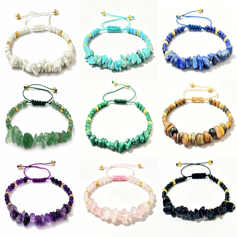 Xiyin Cross-Border New Style Jewelry Bohemian Style Fashionable Natural Stone Bracelet Adjustable Woven Bracelet Wholesale