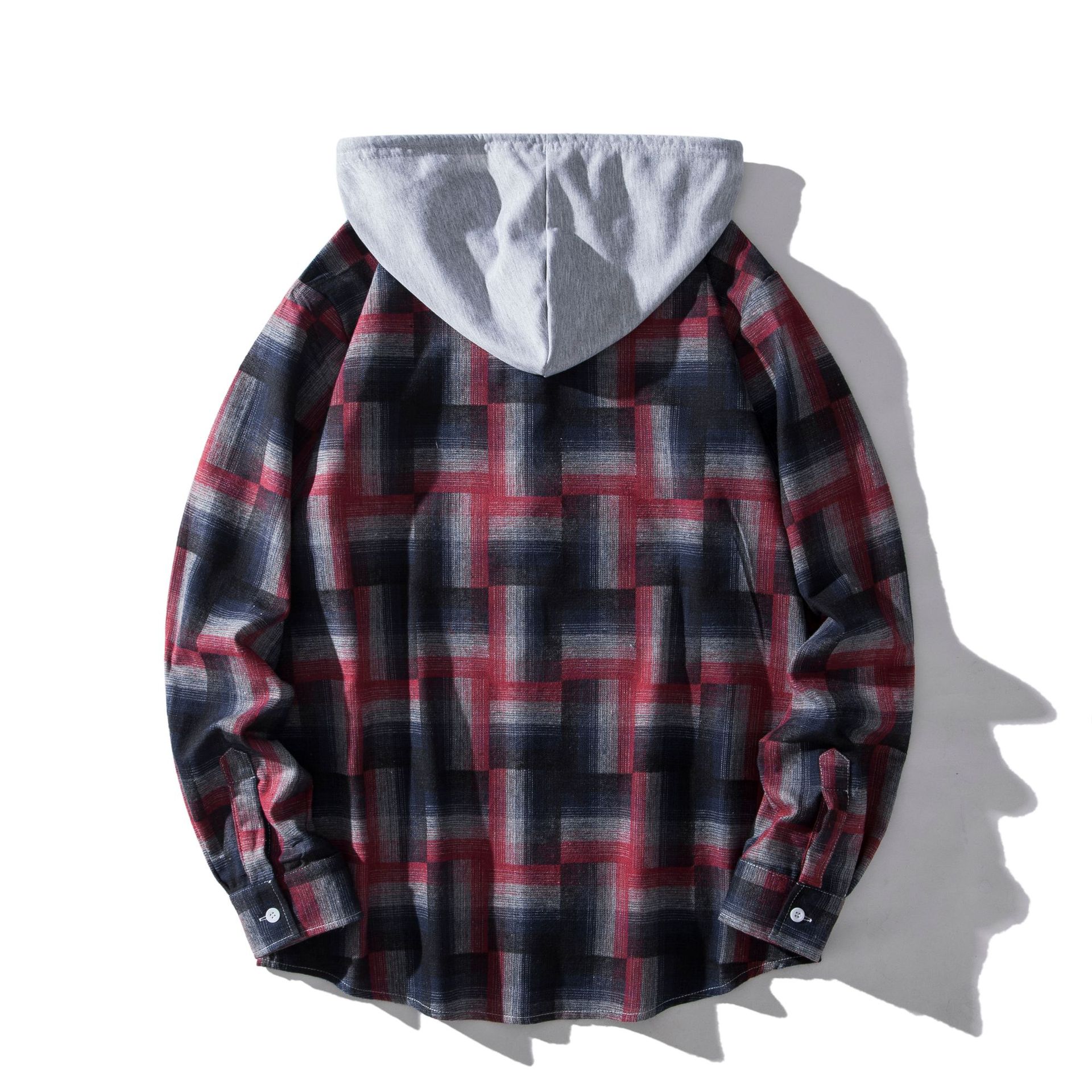 Herren Flanellhemd Mit Kapuze Kariertes Oversized Freizeithemd_voghion.com