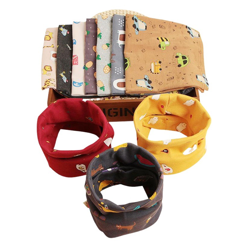 Autumn and Winter Printed Cartoon Children's Neck Cotton Baby's Neck Single-Layer Warm Variable Pullover Scarf for Boys and Girls