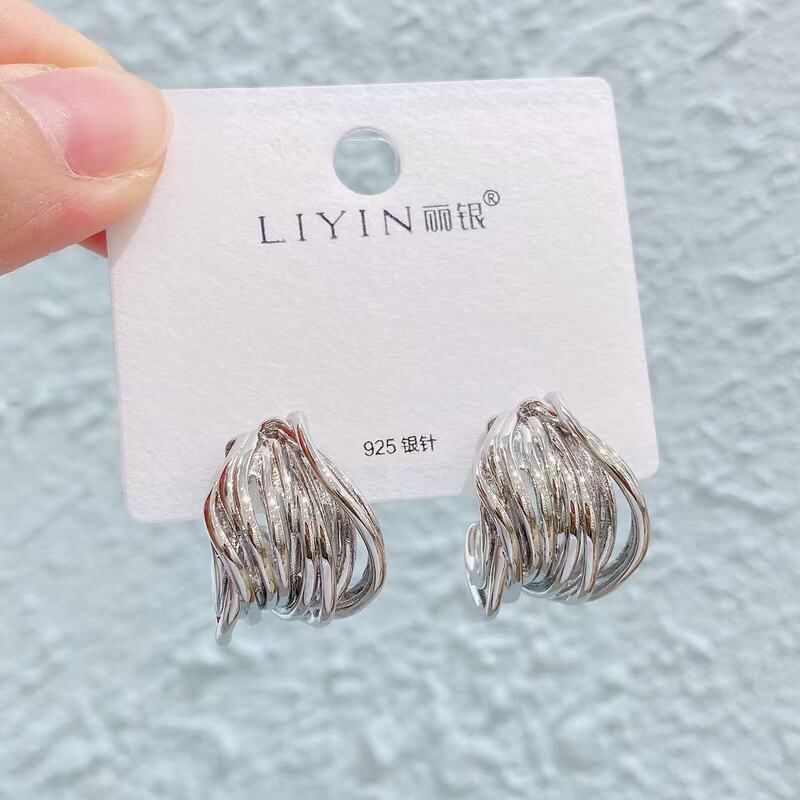 Liyin/Libeliying S925 シルバー針 C タイプイヤリングハイエンドファッション個性ニッチイヤリング女性のためのヨーロッパとアメリカの INS|undefined