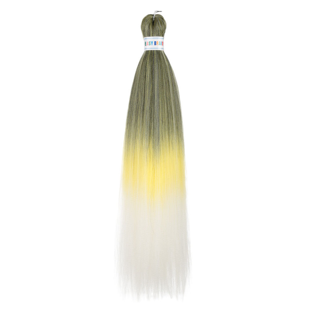 Trenzas fáciles de hacer de 26 pulgadas, cabello sintético colorido, trenzas grandes EZ, fibra sintética de baja temperatura, color degradado, cabello largo y liso.
