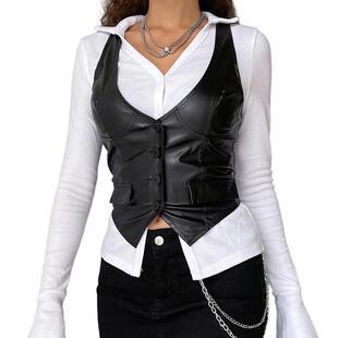 M 17591 Fashion Leather Vest Top �r��Ƥ���R�� �羳�W��