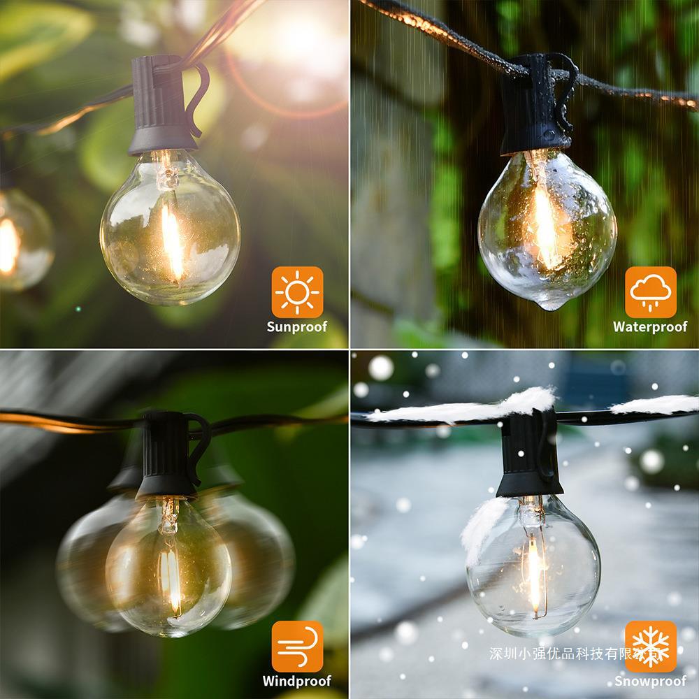 Fábrica al por mayor G40 cadena de luces carcasa de plástico Edison bombilla LED camping al aire libre decoración de vacaciones luces de jardín