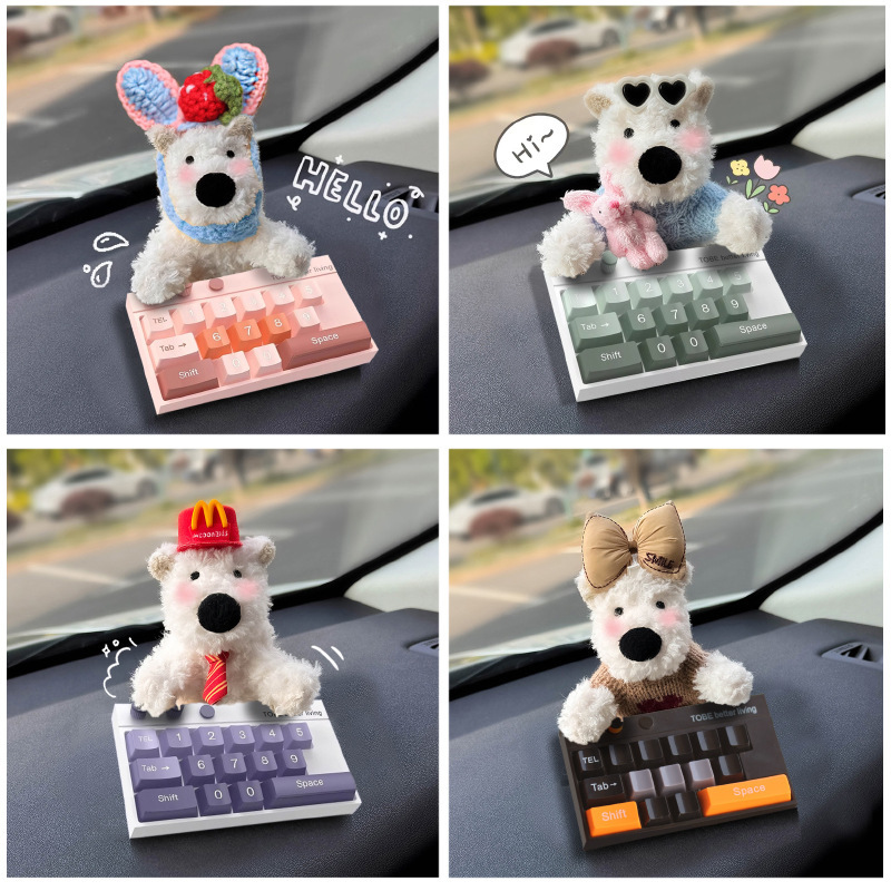 Tarjeta de estacionamiento temporal del automóvil lindo West Highland Puppy Keyboard Teléfono del automóvil Número de matrícula Decoración del automóvil Mover el automóvil