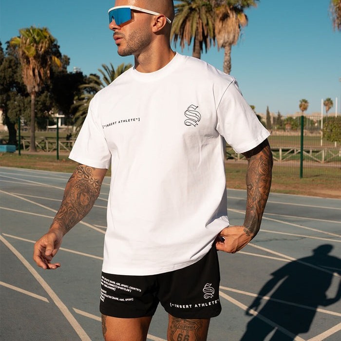 Sports elastic short sleeve T-shirt for gym for training with a…