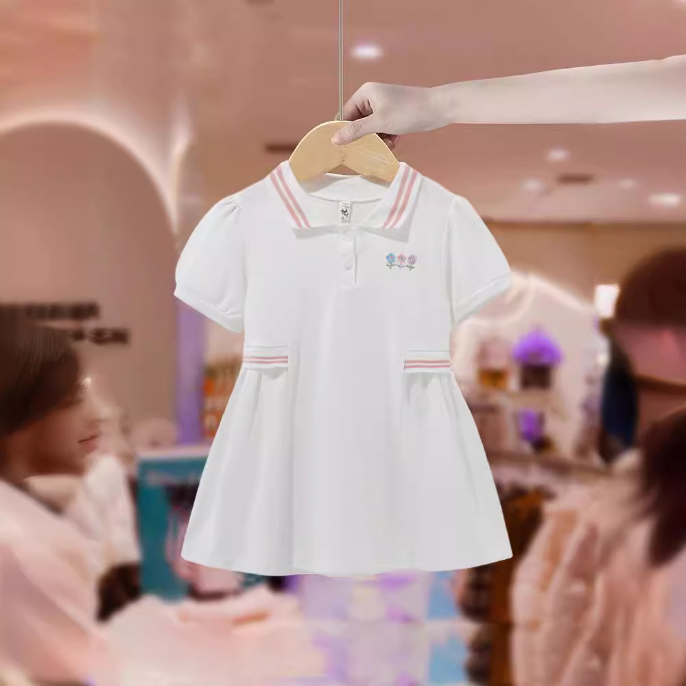 Girls' Short-sleeved dress Summer New Children's Polo Princess Dress Female Baby's College-style Korean Slim-fit Dress