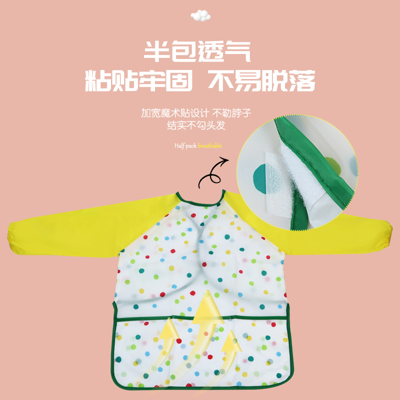 Niños impermeable ropa de comer ropa infantil pintura ropa de manga larga anti-vestir anti-sucio babero anti-fouling overall al por mayor