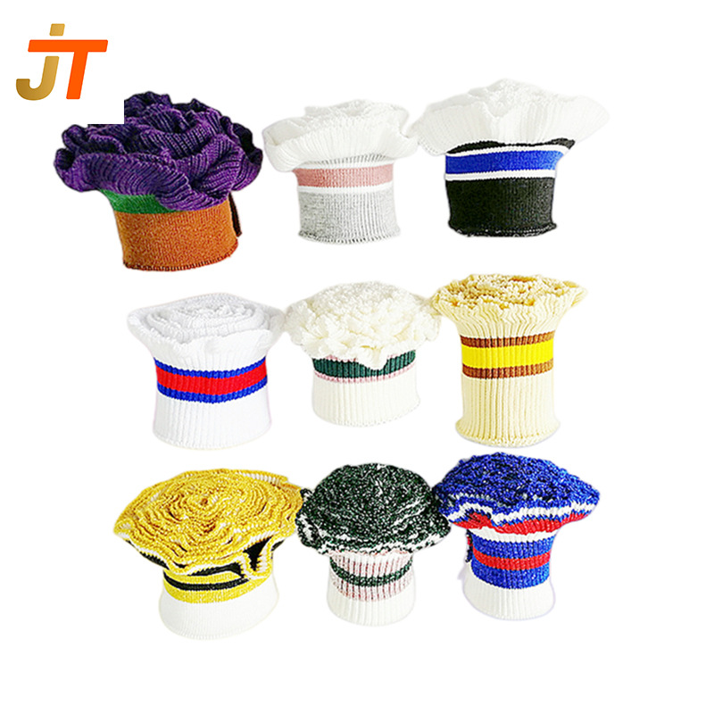 彩色荷叶边弹力针织罗纹春夏时尚木耳边横机罗纹领口袖口下摆扁机