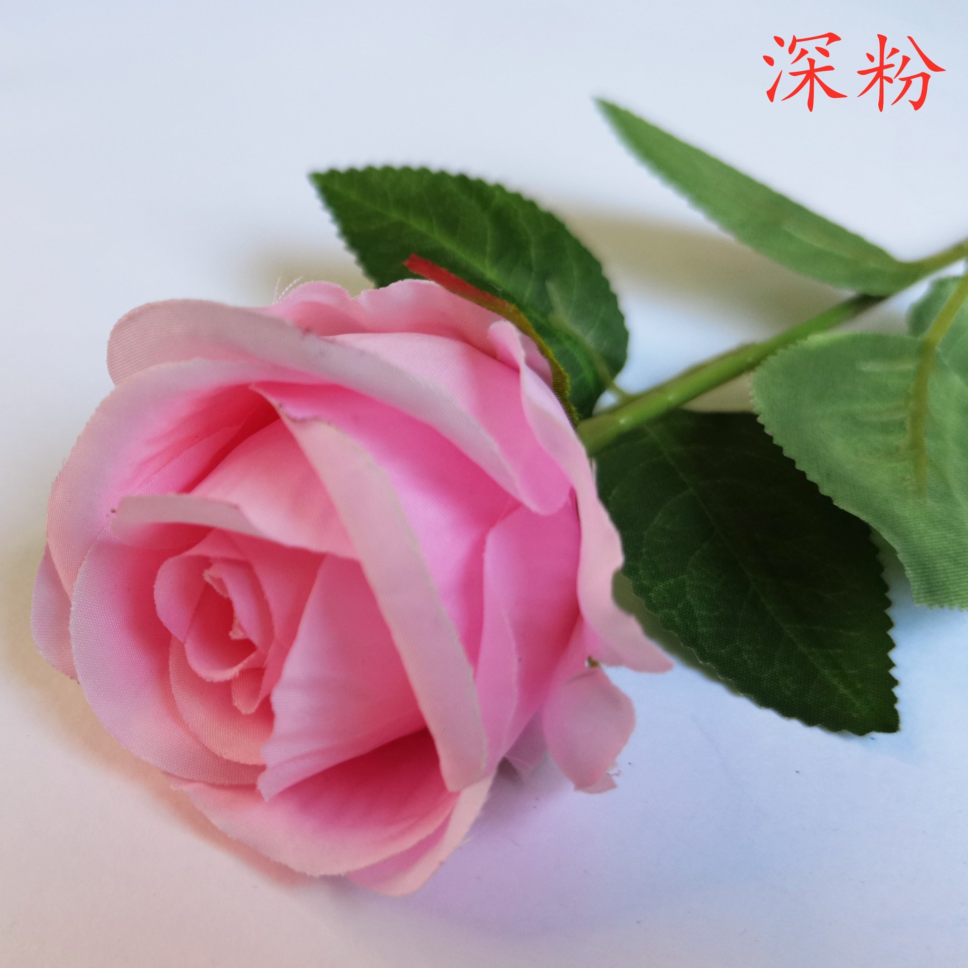 Simulación de flores de rosa única rosa de San Valentín boda en el hogar flores falsas flores artificiales sensación de tela de terciopelo rosa