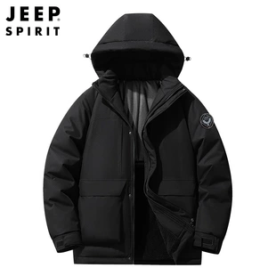 Джинсовая куртка с утеплением (Jeep Spirit) путешествия, тёплая, капюшон, пуховый слой, размеры M–7XL