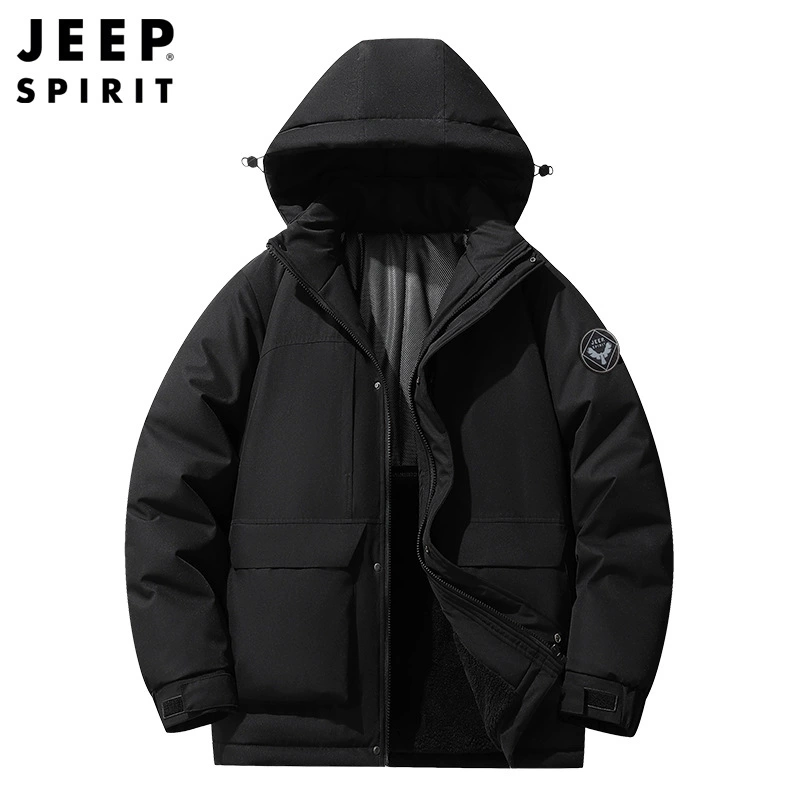 Джинсовая куртка с утеплением (Jeep Spirit) путешествия, тёплая, капюшон, пуховый слой, размеры M–7XL