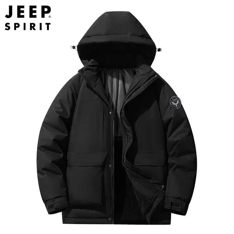 Джинсовая куртка с утеплением (Jeep Spirit) путешествия, тёплая, капюшон, пуховый слой, размеры M–7XL