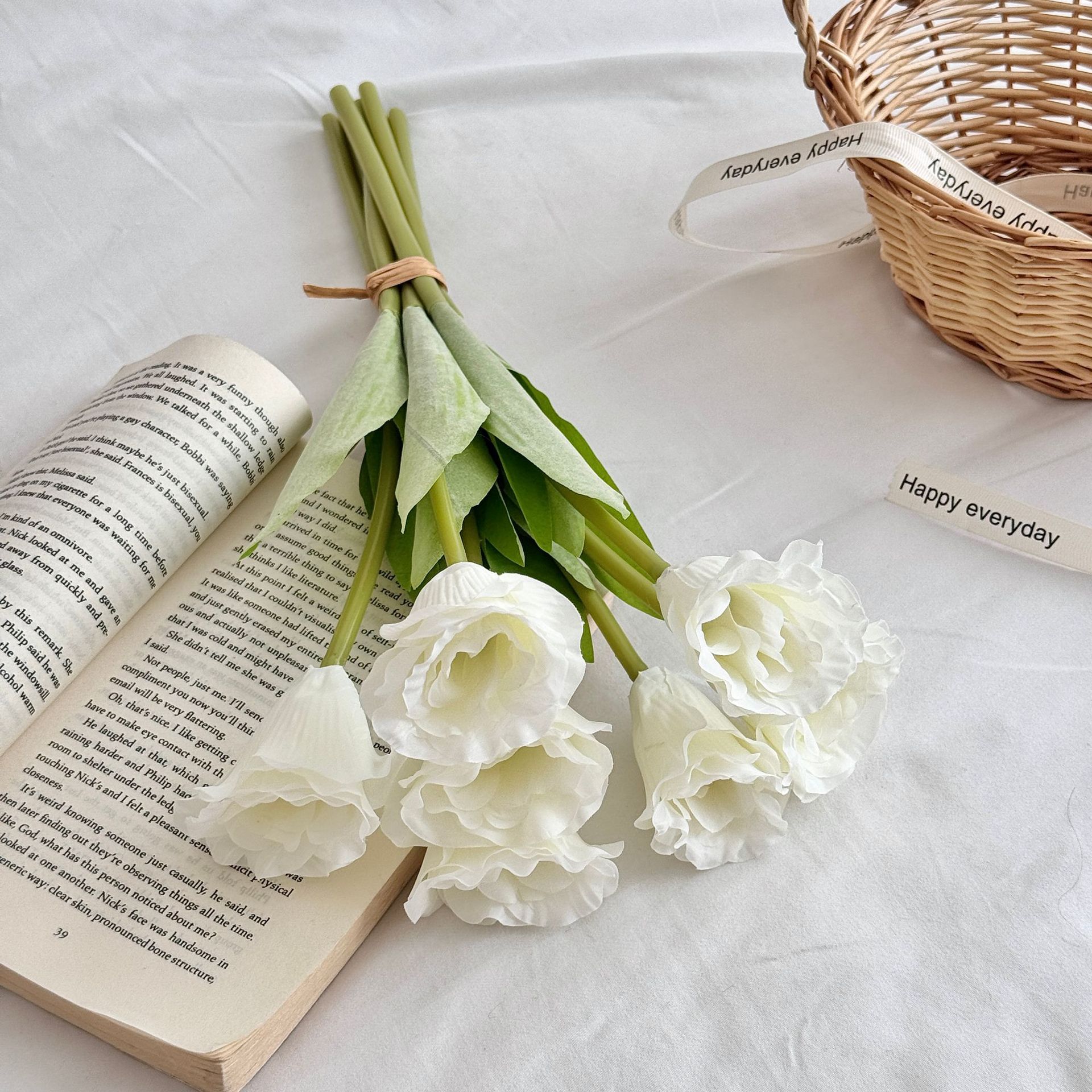 Estilo coreano simple Eustoma flor artificial ramo de mano flor falsa sala de estar mesa decoración del hogar flores accesorios de fotografía