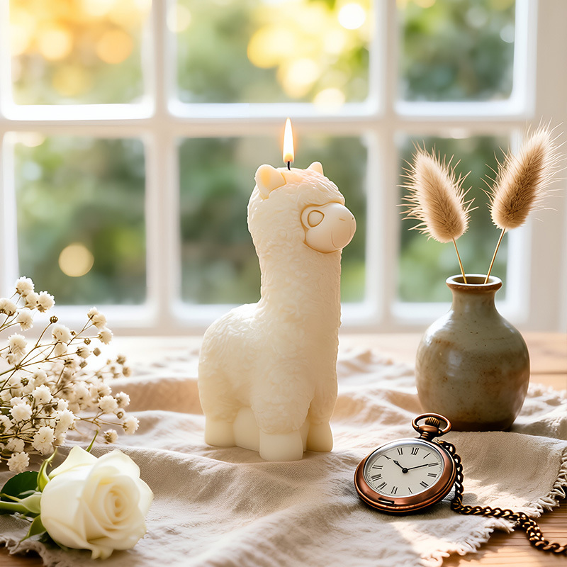 Molde de silicona estilo coreano Ins para alpaca, molde realista de animal de resina para adornos, molde para velas de aromaterapia, en stock.