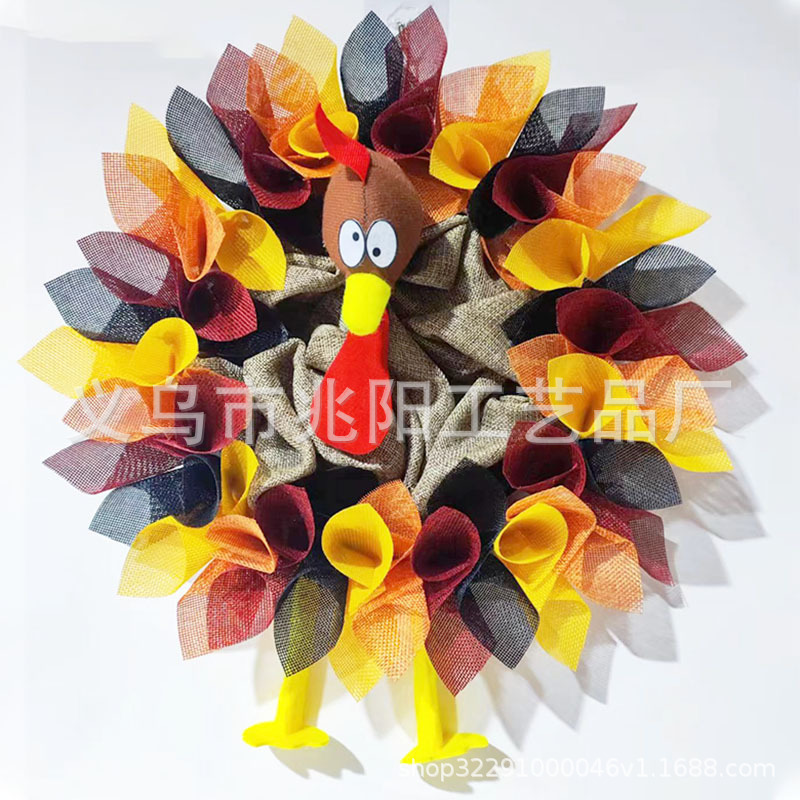 Placa de flores de Acción de Gracias Turquía patio puerta colgando decoraciones de Halloween