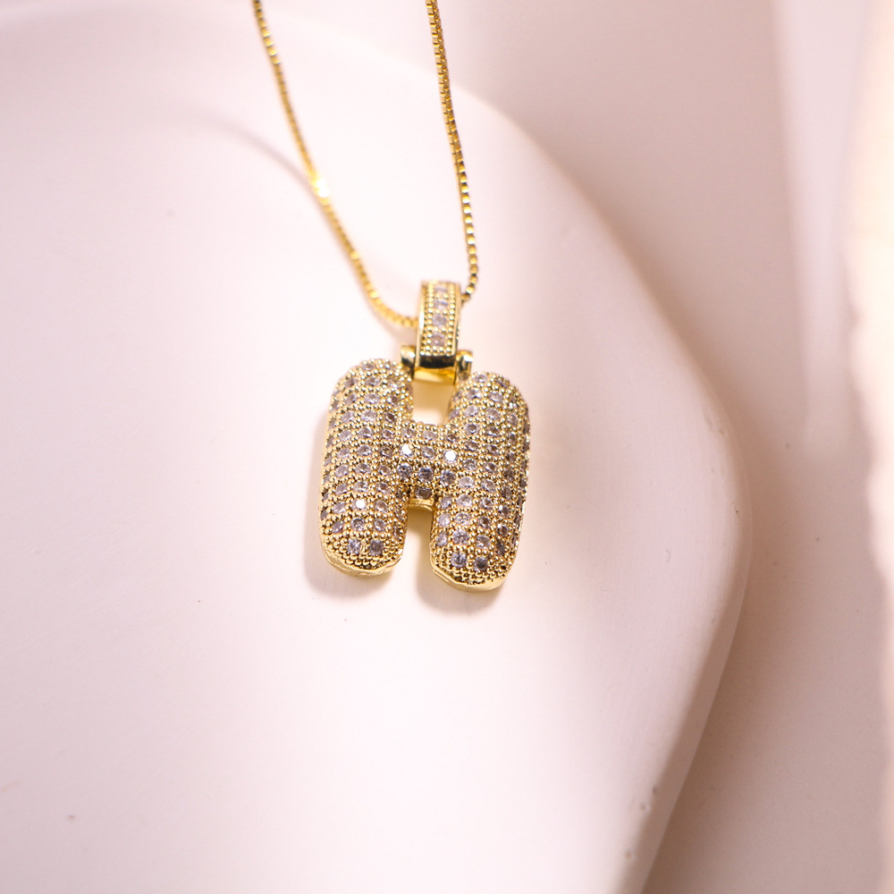 Women's Gender Vintage Style Letter Copper Plating Inlay Zircon 18k Gold Plated Pendant Necklace
