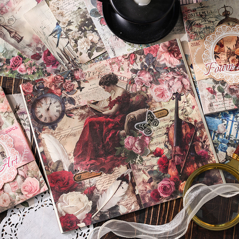 Chunshan campo retrógrado material de papel de cuentas DIY cuentas de mano fondo papel decorativo no adhesivo collage libro de notas