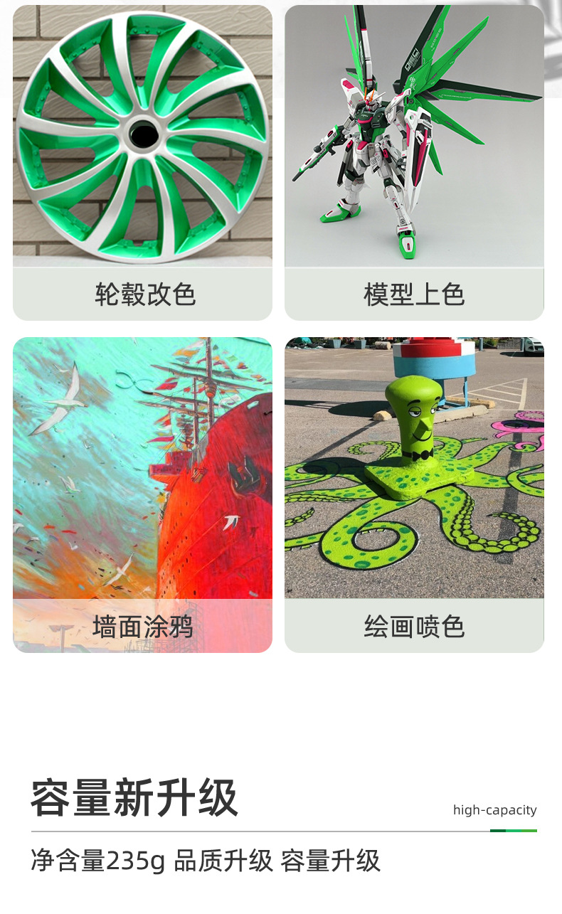 Sanhe Hand Spray Paint for Wood and Wheel Hub Color Change, Car Ral6032 Signal Green Metal Special Anti-Rust Spray Paint