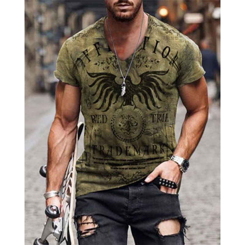 2024 New Wear Printed Casual Fashion Street Men's Short sleeved T-shirt Top_voghion.com