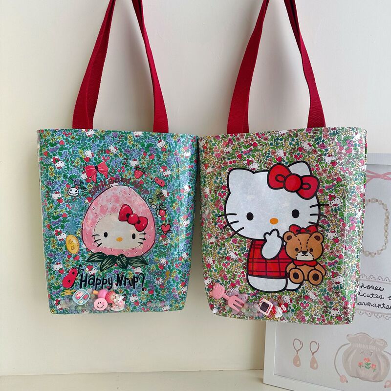 Kt Second-Hand Katie Food and Play Handmade Printing 2025 New Vertical Tote Bag Women's Commuter Shoulder Bag Shopping Bag