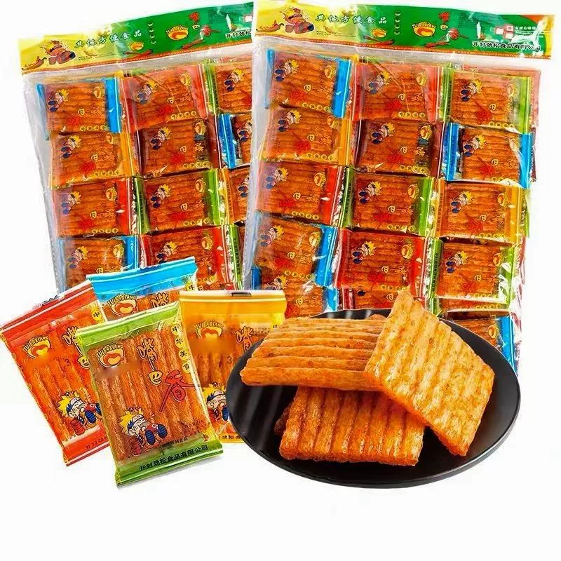 Острая сетка красная пряная закуска Подарочный пакет с большим ножом мясной глютен Студенческая повседневная закуска Детская ностальгия фабрика оптом