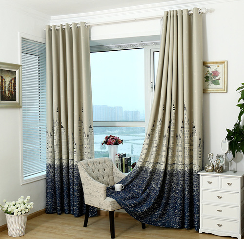 Sales Scene Underwater Castle Curtain Print Thick Finished Curtain Fabric For Bedroom Living Room Study Children
