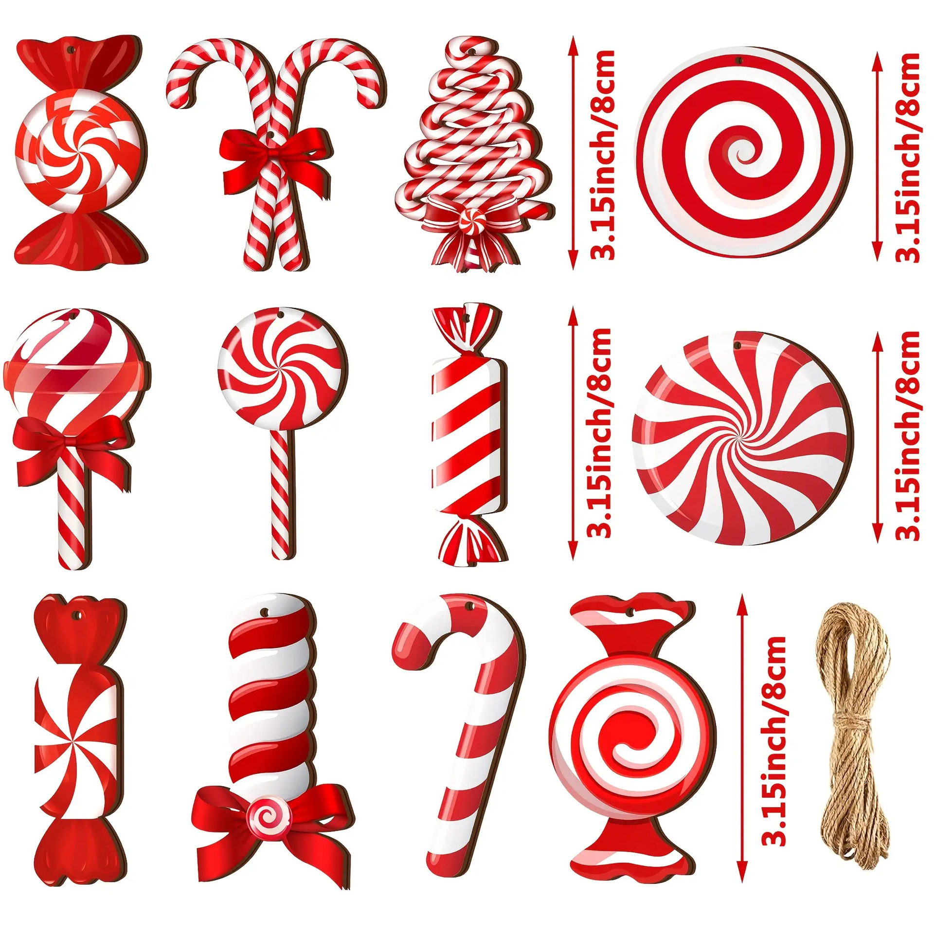 12-teiliges Weihnachtsdekorations-Set aus Holz, Geschenkanhänger, Weihnachtsbaum-, Kamin- und Fensteranhänger, Weihnachtsparty-Zubehör – Detail 7
