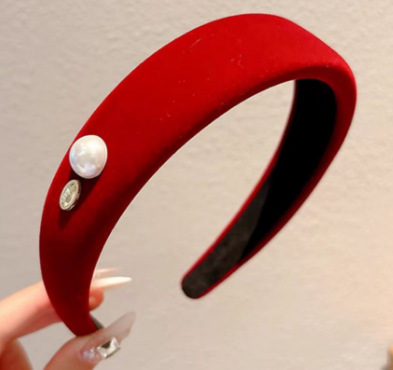 # 191 red pearl wide-brimmed headband