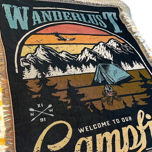 Ins American camping blanket, light luxury style room bedroom living room cotton thread blanket sofa pad throw blanket decorative sofa cover J^