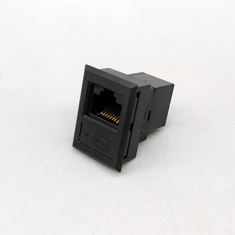 黑色CAT6六类直通直插直头网络带支架RJ45网线信息电脑模块桌插