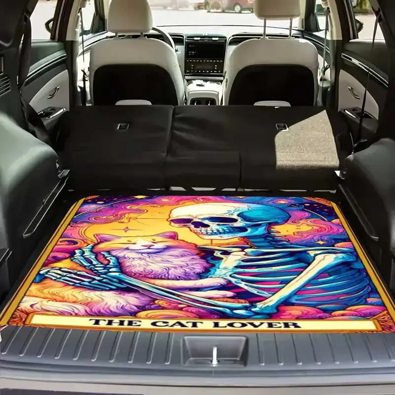 Temu American Clown Skull Car Trunk Mat Home Car Wear-Resistant Dust-Proof Mat Dirt-Resistant Anti-Slip Car Mat