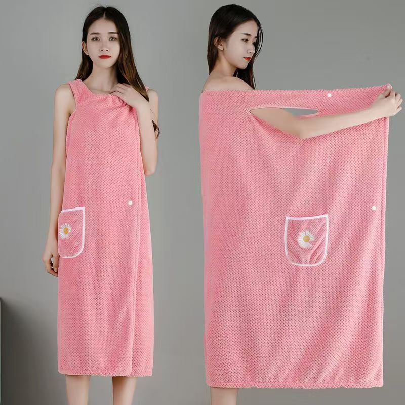 New Style Sunflower Bathrobe, Coral Velvet Wearable Bath Towel, Thickened Soft Bathrobe, Adult Women's Bath Skirt, Wholesale for Home Use New Style Sunflower Bathrobe, Coral Velvet Wearable Bath Towel, Thickened Soft Bathrobe, Adult Women's Bath Skirt, Wholesale for Home Use