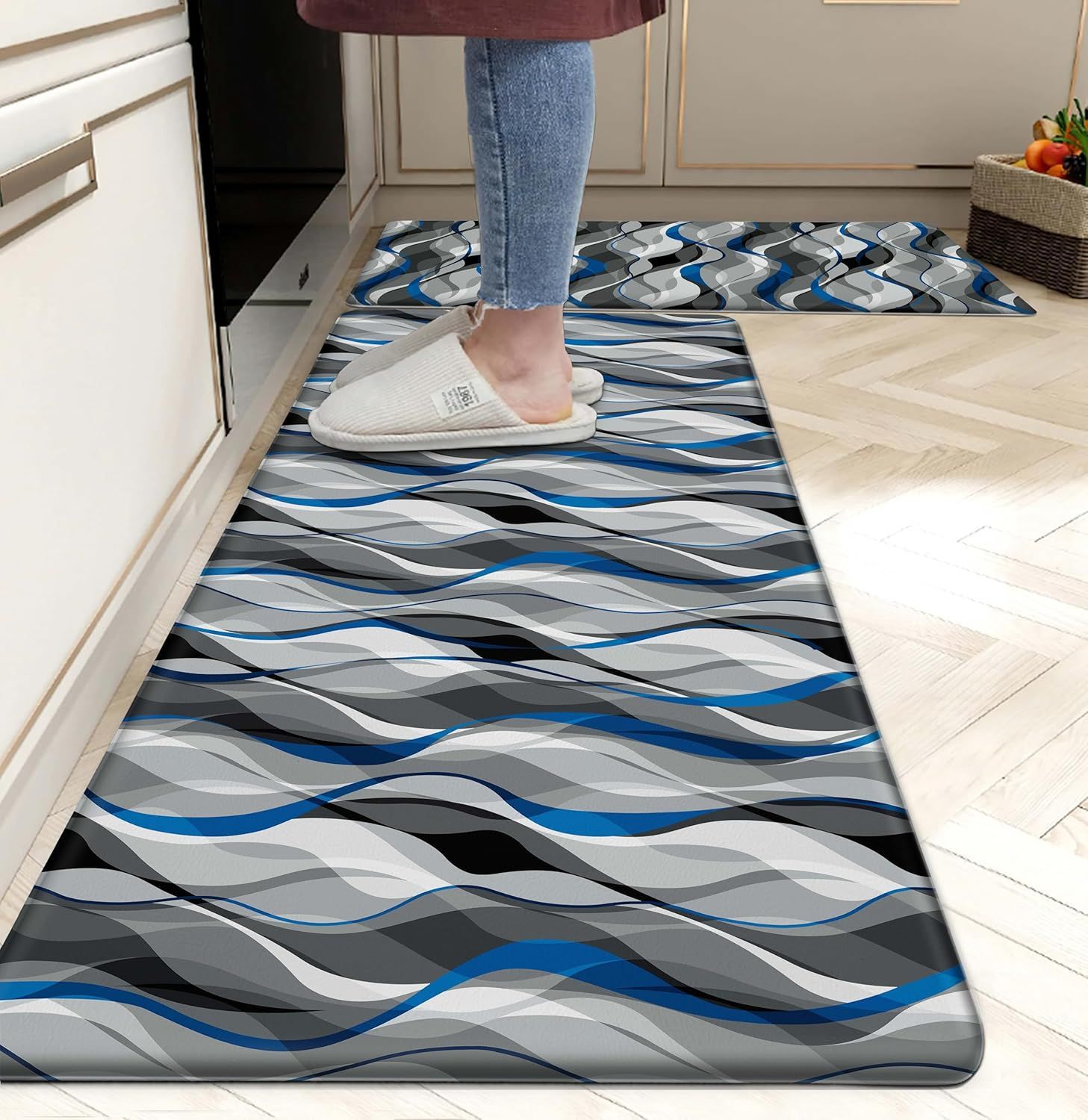 Cross-Border Amazon Creative Abstract Pattern Floor Mats for Home Kitchen Non-Slip Oil-Absorbing and Water-Absorbing Easy-Care Floor Mat Set
