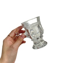 包邮琥珀色玻璃杯复古带把手持小水杯法式咖啡杯奶茶杯冷饮杯红酒