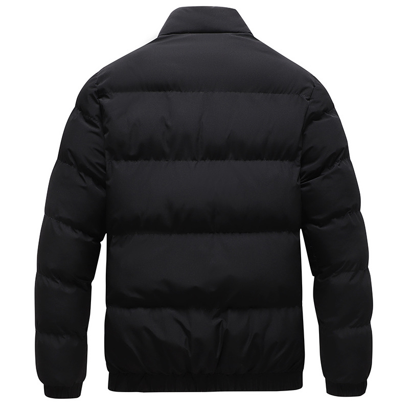 Men's Clothing exclusive solid color stand up collar Silk cotton cotton jacket simple trendy and classic loose bread coat and cotton coat_voghion.com