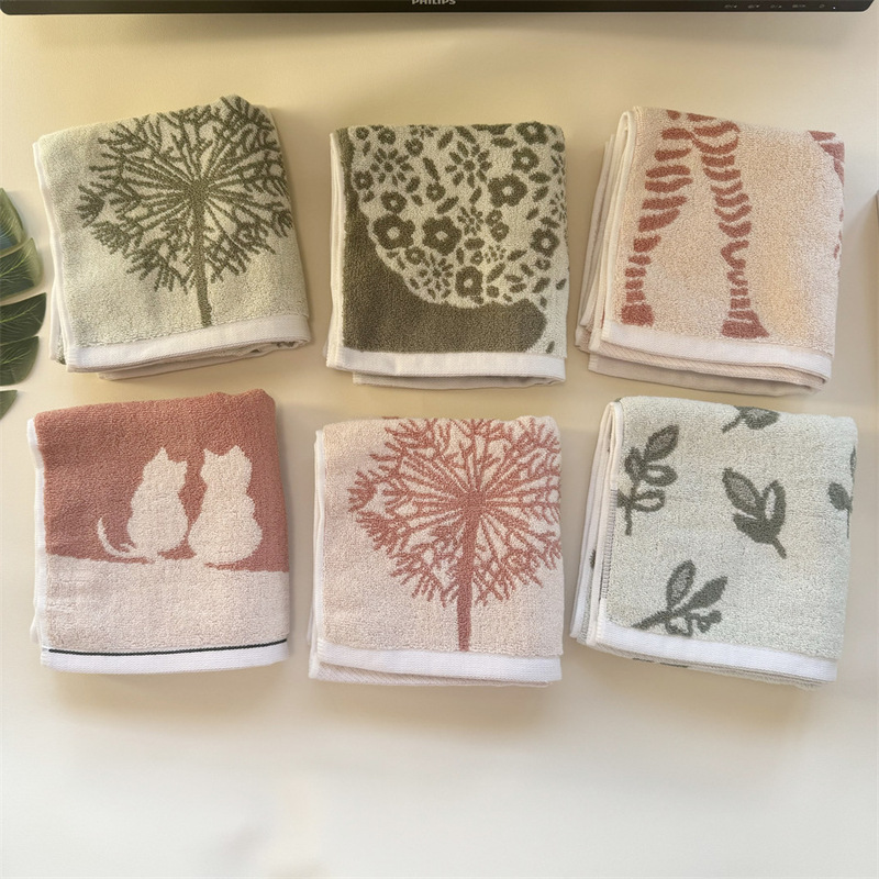 Zebra cat dandelion yarn-dyed jacquard cotton towel absorbent couple face towel thickened 120g adult thick