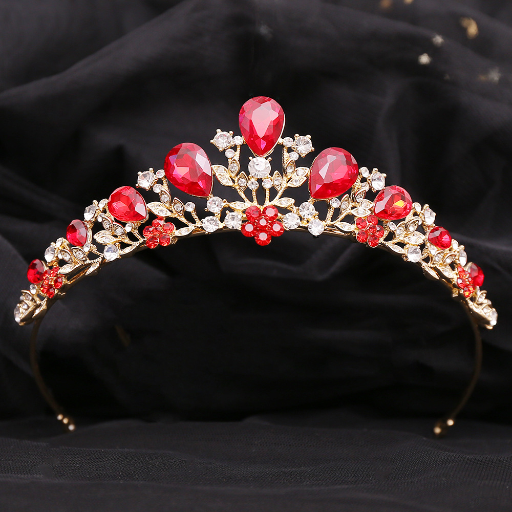 200g Weight Crown Hair Accessories Type Elegant Shiny Leaf Crown Flower Alloy Rhinestone Crown