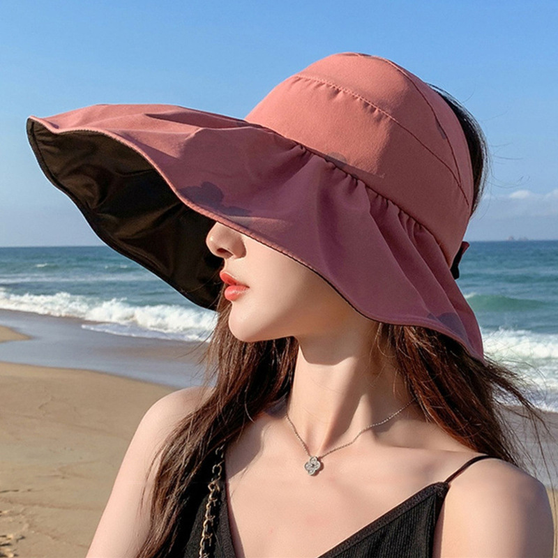 特大つば日焼け止め帽子海辺抗 UV upf50 + 日よけ帽子折りたたみビニール漁師帽子女性用|undefined